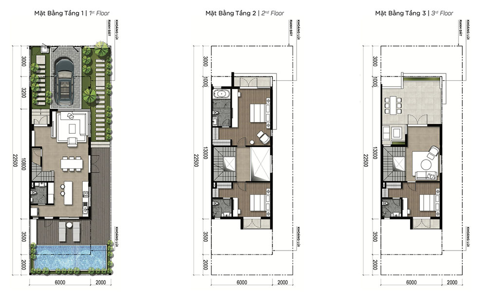 Layout Biệt thự song lập Aqua City